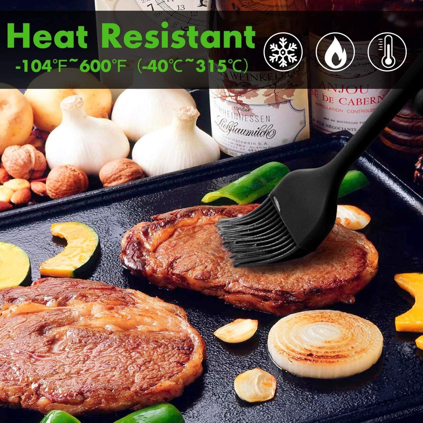 Basting Brush Silicone Pastry Baking Brush BBQ Sauce Marinade Meat Glazing Oil Brush Heat Resistant, Kitchen Cooking Baste